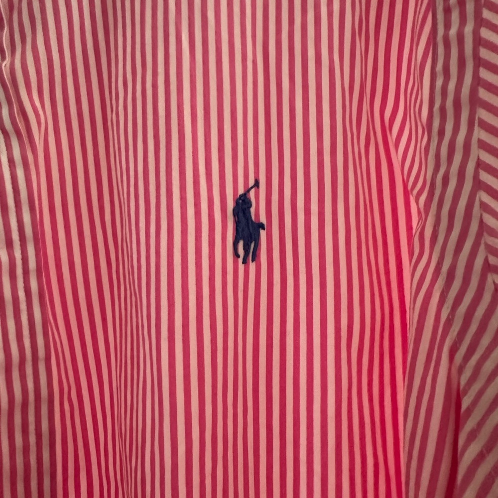 Polo by Ralph Lauren Men's Red and White Striped Shirt